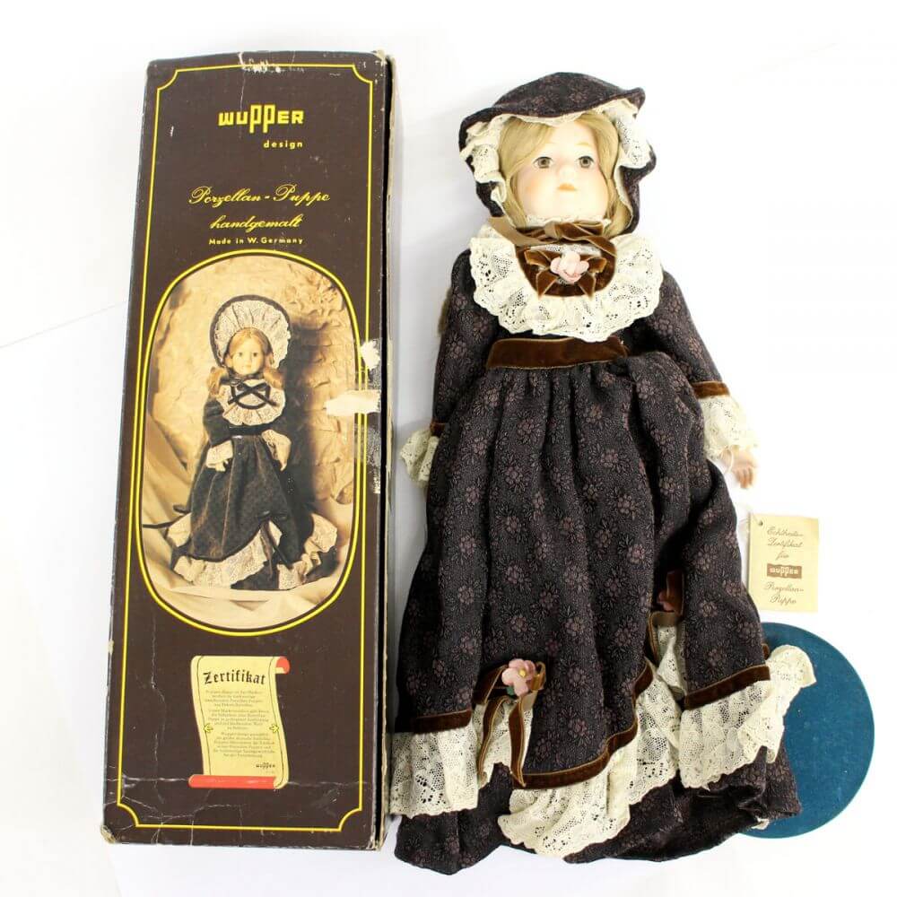 Wupper ヴッパー Porzellan Puppe ビスクドール 箱付き 西ドイツ製 西洋人形 ハンドメイド アンティーク ビンテージ